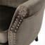 Fauteuil club Nire, garniture cloutée, bois de bouleau brun, velours gris