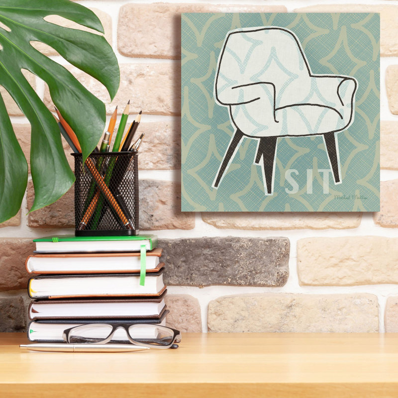 «Retro Chair 1 Sit» par Michael Mullan, art mural sur toile, H 12 po x l 12 po x P 0,75 po
