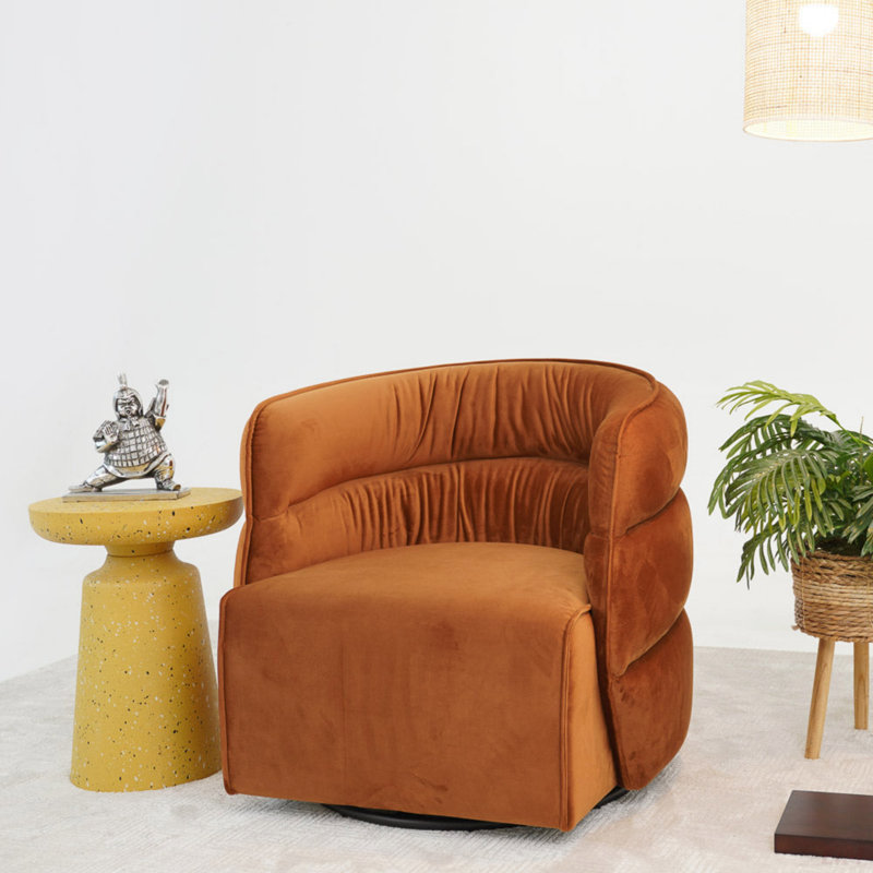 Chaise pivotante Walden - Velours, Orange brûlé