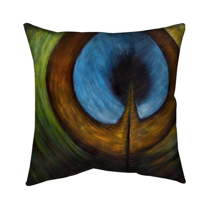 Peacock feather center - 26"x26" Throw pillow - Poly twill - Print on demand