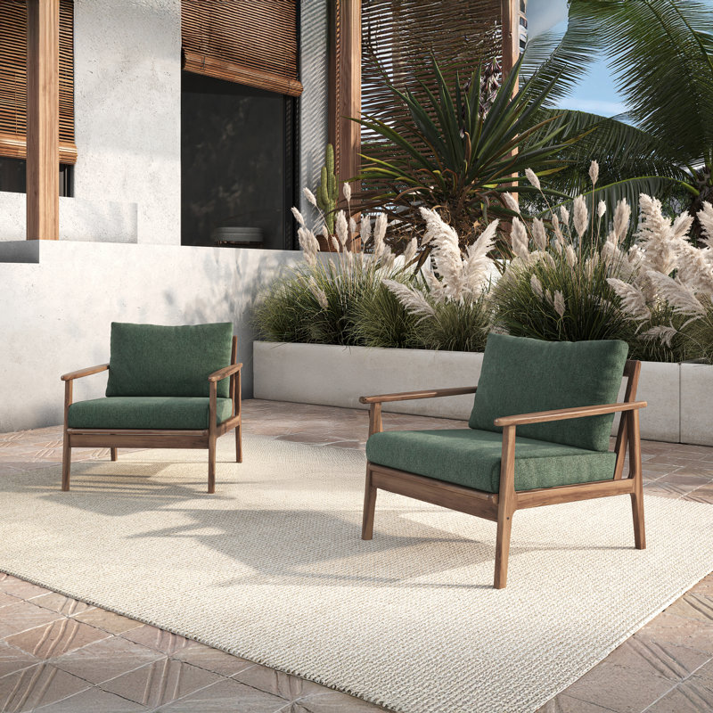 Lyon Solid Acacia Wood Patio Club Chair, Green