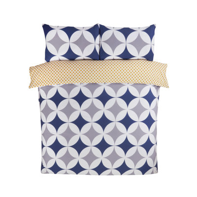 Blue Yellow Reversible Duvet Cover Set