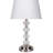 28.5-inch tall metal table lamp, satin nickel finish, spherical design, linen shade