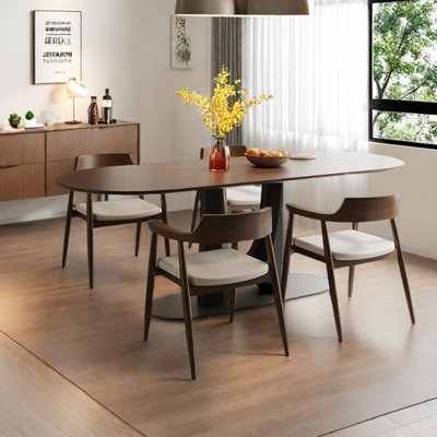 Solid wood ash oval dining table set