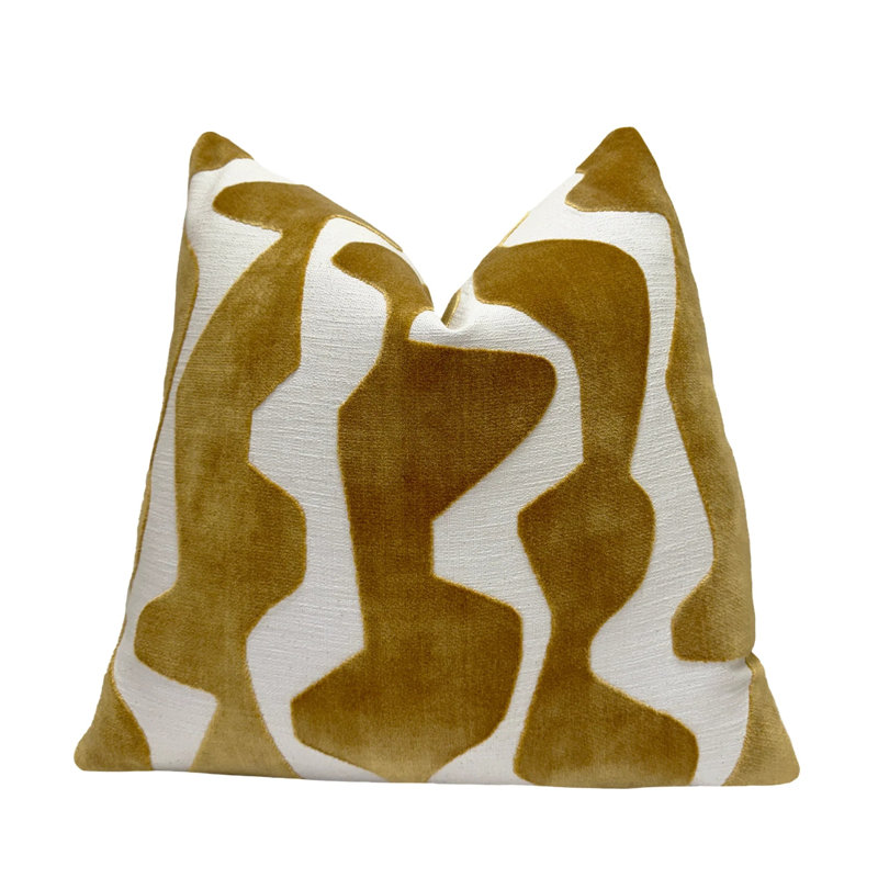 Housse de coussin en velours Abstract, Gold, 20x20"