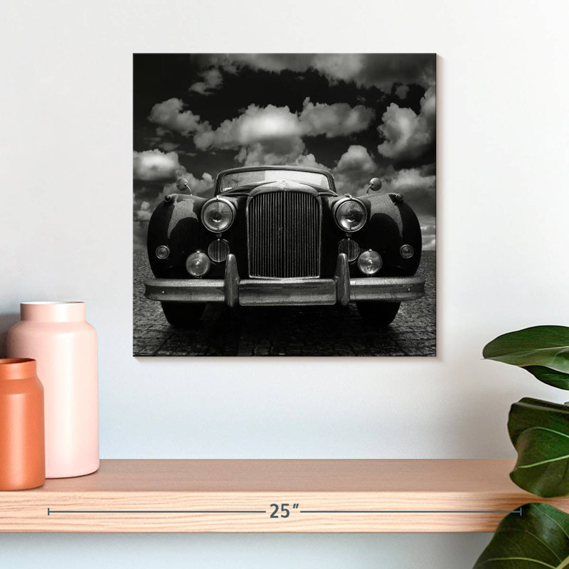 Voiture rétro noire, H 16 po x l 16 po