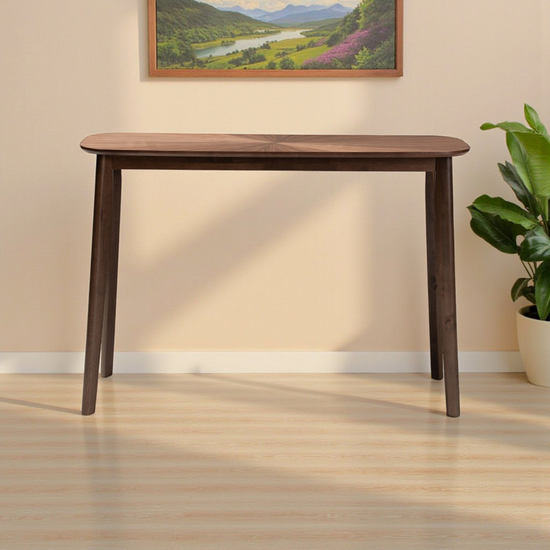 Canopy Console Table in Brown Finish in Mid-century Modern Style, 33.35" H X 47.06" W X 13.55" D
