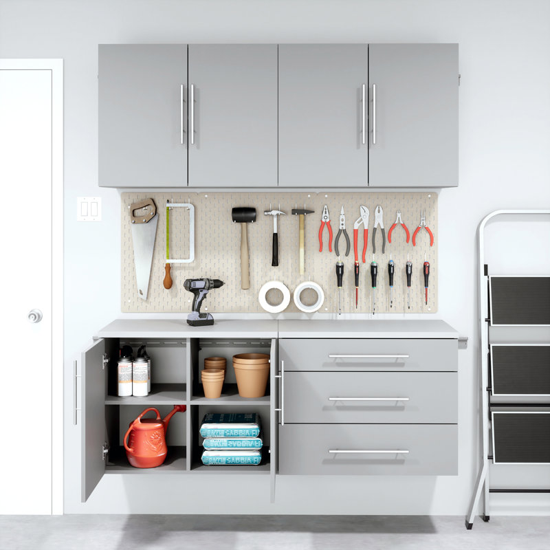 Armoire de rangement murale à 3 tiroirs de 30 po de large Barrayo, idéale pour le rangement d'outils, l'organisation pour le garage, la cuisine, la buanderie, la salle de bain, le bureau personnel, l 30 po x H 24 po x P 16 po, gris