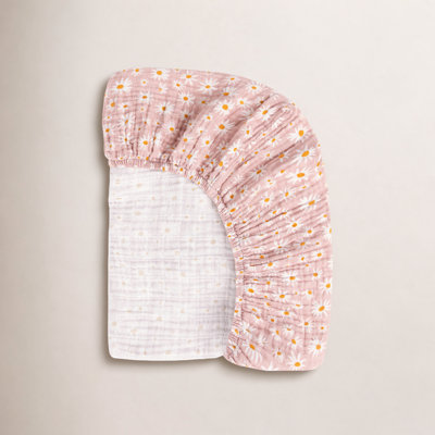 Daisy Muslin Crib Sheet in GOTS Certified Organic Cotton