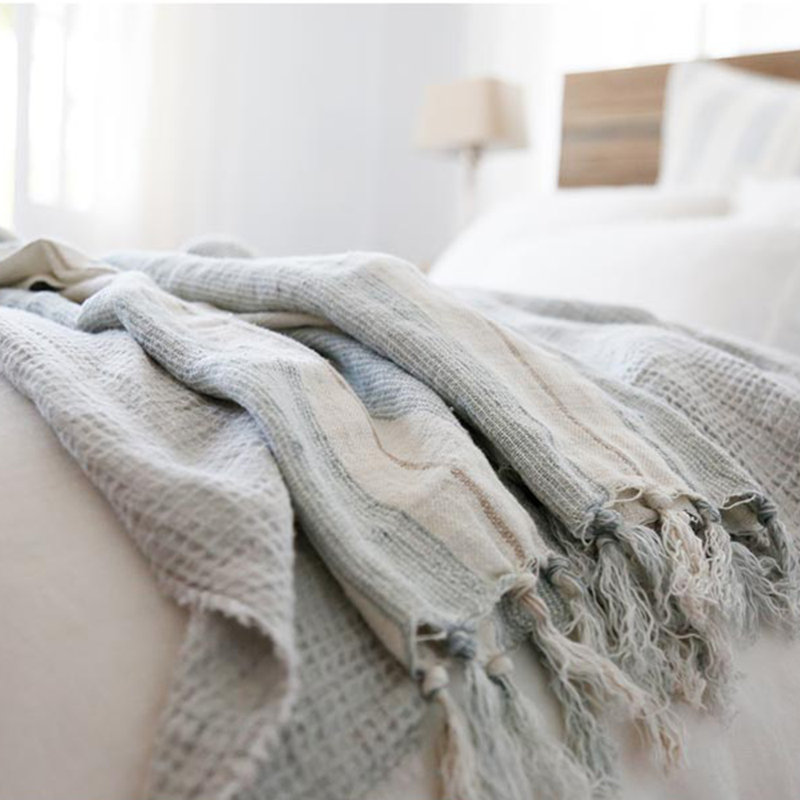 Laguna Knitted Blanket, Gray/Natural, Queen