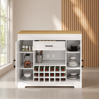 Armoire de bar extensible à hauteur de comptoir avec roulettes et tiroirs de rangement à hauteur de comptoir pour la cuisine