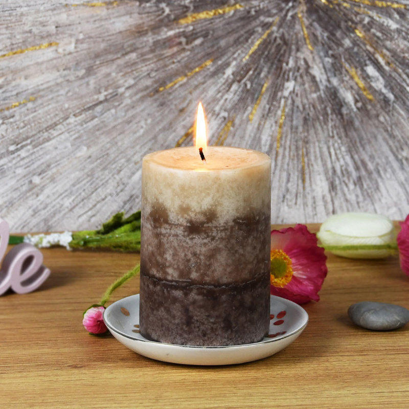 Warm Tahitian Coconuts Scented Pillar Candle, 4" H x 3" W x 3" D, 1