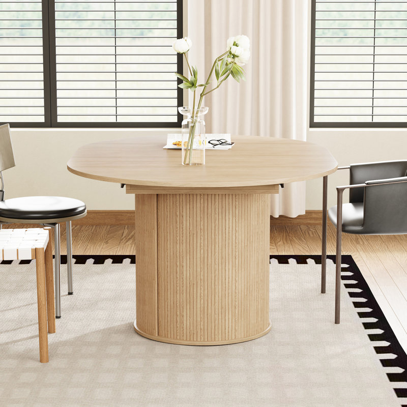 Table de salle à manger extensible avec rangement, Naturel