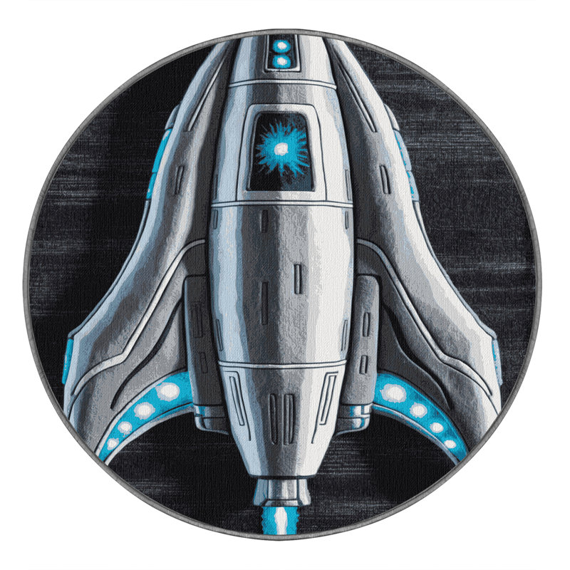 Tapis de transport gris lavable à la machine, Rond 7 pi