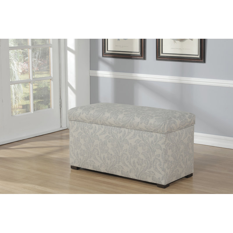 Banc de rangement rembourré Dawoud, H 19 po x l 36 po x P 18 po, Brume