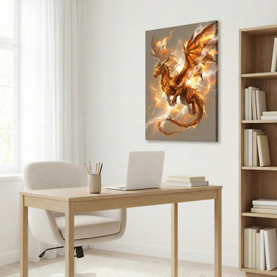 Dragon de feu, reproduction d'art sur toile, ensemble de 1