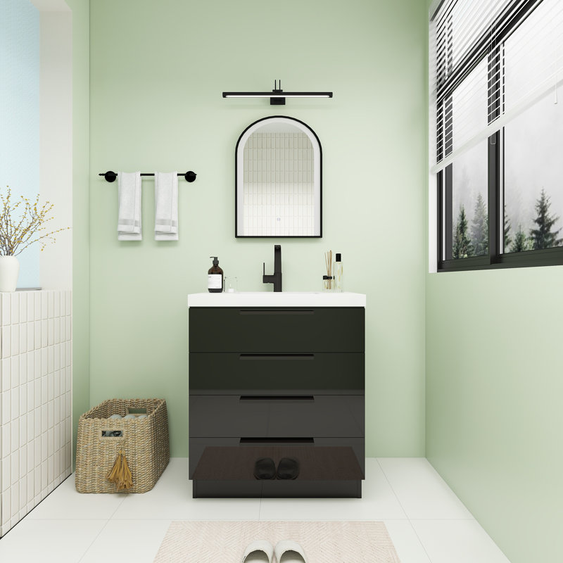 Meuble-lavabo autoportant Carla, 30", Lustre noir