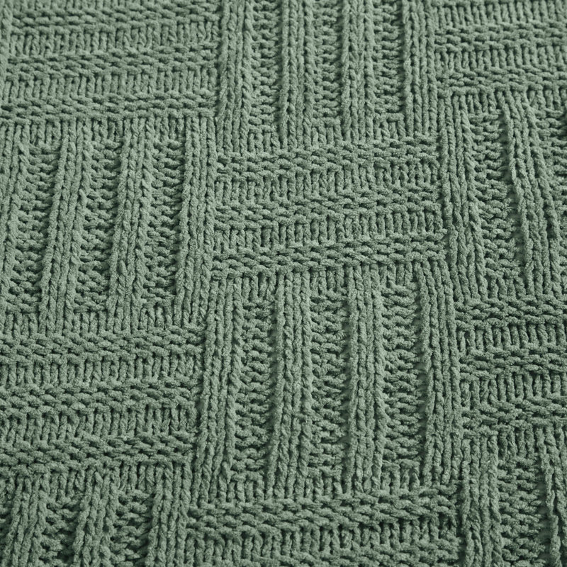 Knitted Throw Blanket, Green