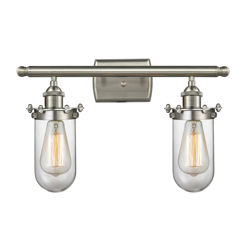 Éclairage pour meuble-lavabo 2 lumières Farview, Nickel satiné brossé, DEL, Transparent