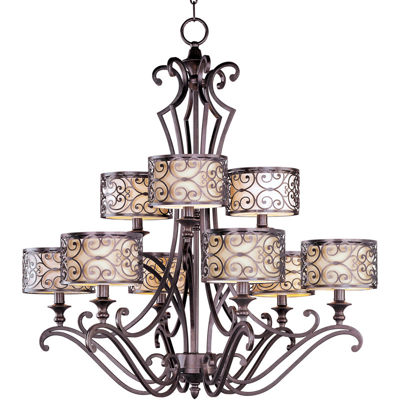 Bellamira 9 - Light Fabric Dimmable Tiered Chandelier