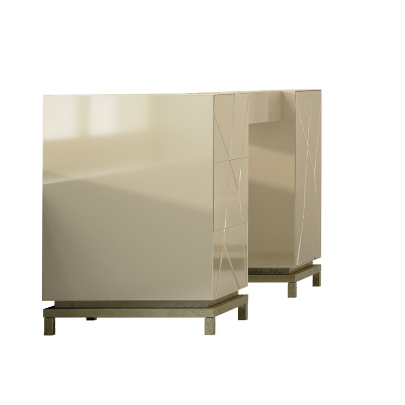 Ensemble de meuble-lavabo avec miroir de maquillage Vanslyke, Haute brillance