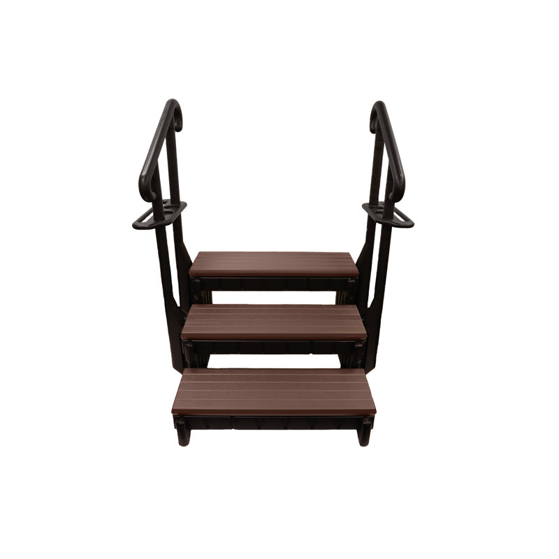 Mahogany 3-Tread Spa Step with Black Accents