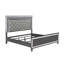 Modern Glamour King Bed With Upholstered Headboard, Mirror Accents, And Led Lights In Grey Upholstery Lights, Construction