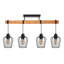 4-Light Burnt Wood Kitchen Island Pendant