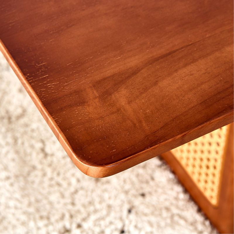 Table basse rectangulaire en bois massif avec table basse décorative de couleur noyer, foncé