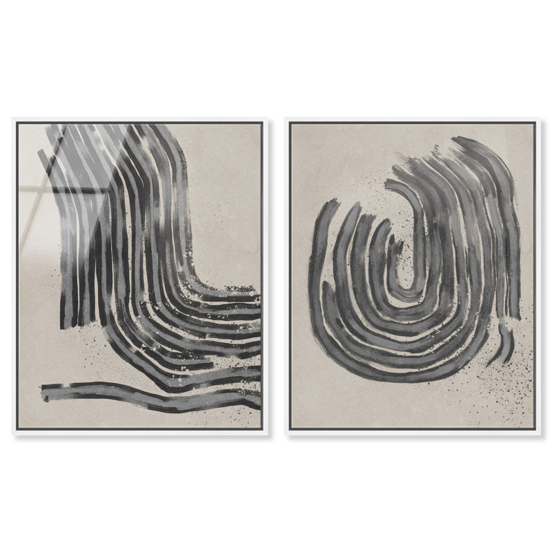 Two Spaces Set High-Gloss Frameless Acrylic Glass Wall Art Abstract Print by Oliver Gal, Ready to Hang, 16 x 20, 17"H x 21"W