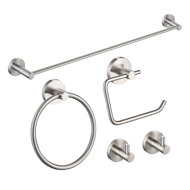 Circular 5 - Piece Bathroom Hardware Set, Brushed Nickel