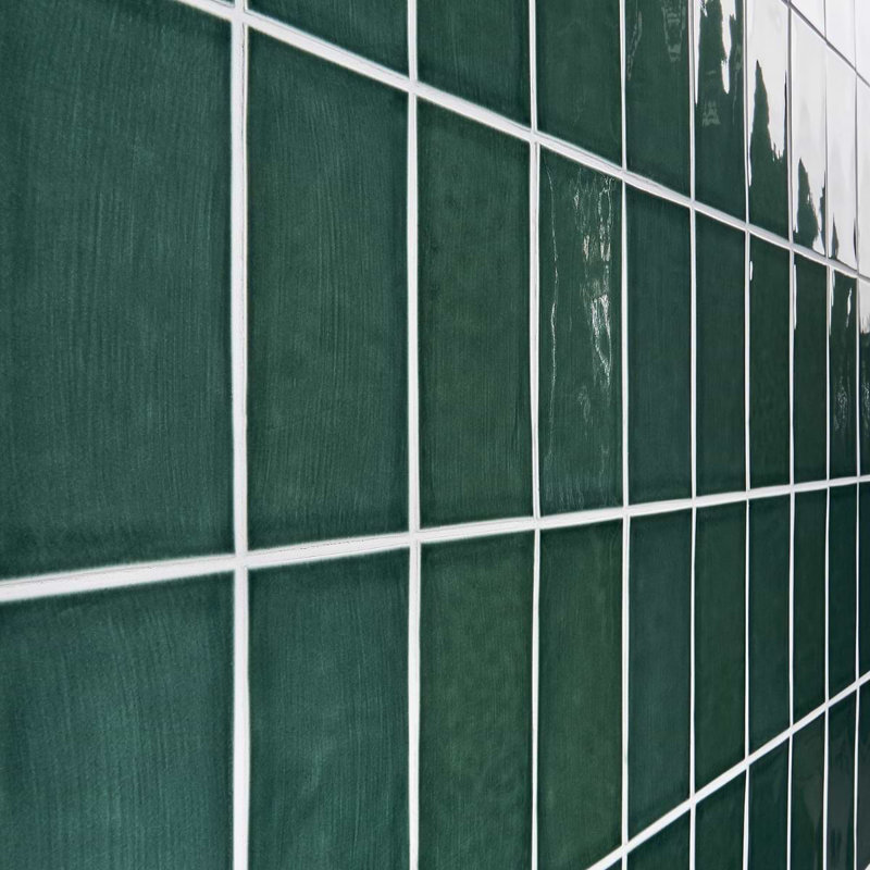 Nabi Subway 4.5x9 Subway Polished Glass Tile, Deep Emerald Green