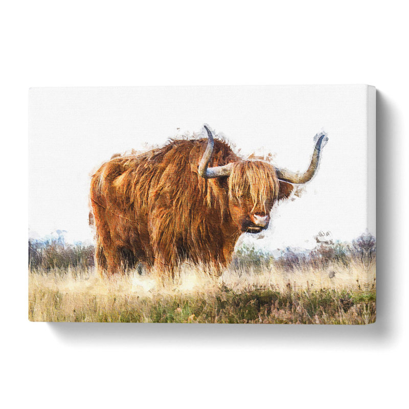 Majestic Highland Cow - Wrapped Canvas Painting, 50.8 cm H x 76.2 cm W