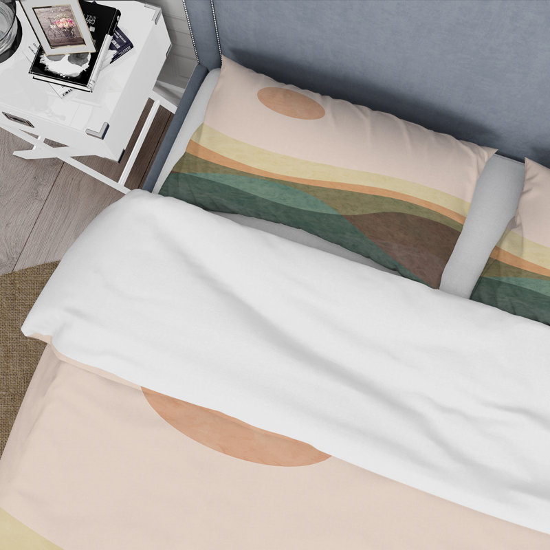 Minimalistic Retro Landscape I - Ensemble de housse de couette moderne - Microfibre de polyester