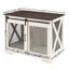 Cage à chien blanche avec porte de grange coulissante et cloison amovible pour le confort des animaux de compagnie-1484375974