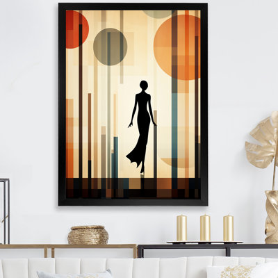 Yellow Geometric Woman Runway - Fashion Woman Canvas Art