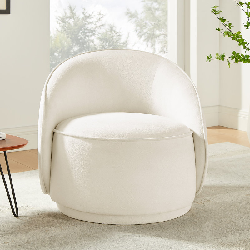 29.33’’ Upholstered Sloped-Arm Swivel Accent Chair, White