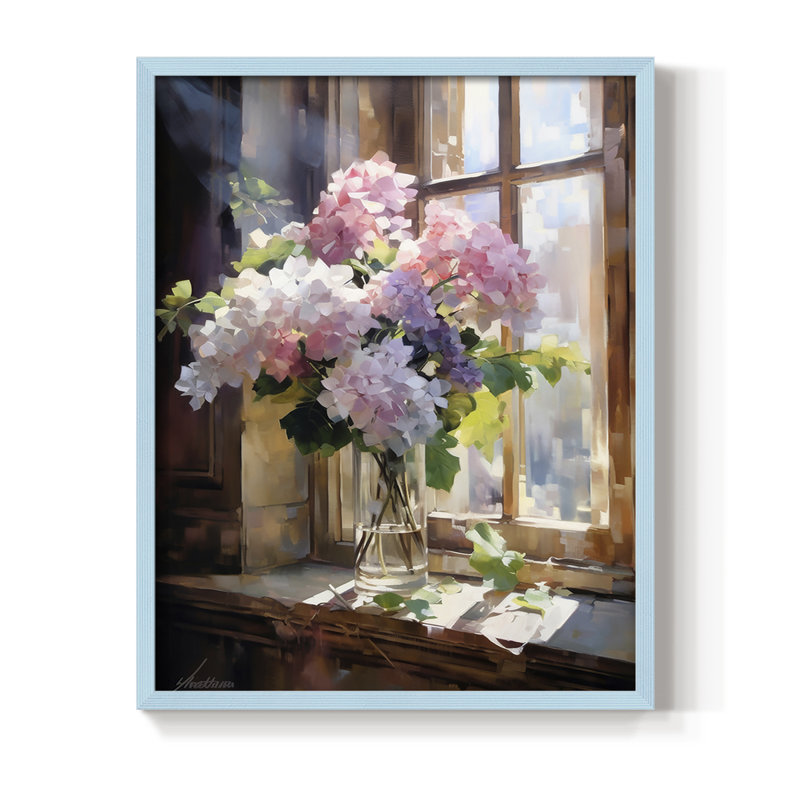 Reproduction encadrée FLORAL Series DCCLxxxiv - bois massif, Bleu, H 30 po x l 24 po