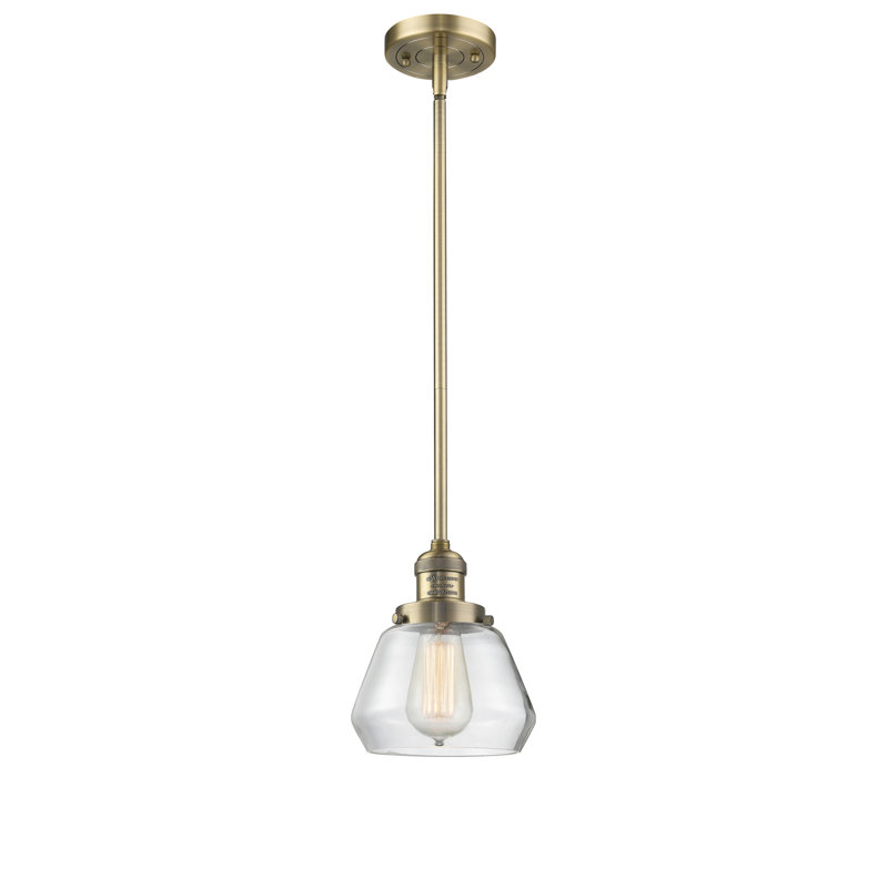Chill 1 - Light Single Pendant, Brushed Brass, Clear, 9" x 7" x 7"