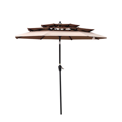 Parasol de patio 9 pi avec 3, manivelle, inclinaison et évents pour la plate-forme de jardin
