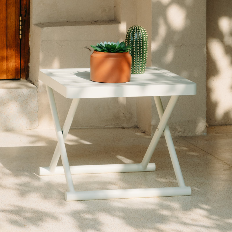 Table d'appoint pliante en aluminium Ashleigh-May, Blanc