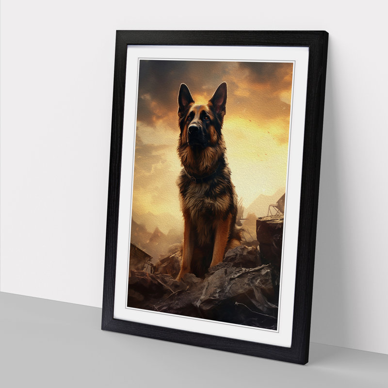German Shepherd Conceptual Art - Framed Print, Black Framed, 64cm H x 46cm W