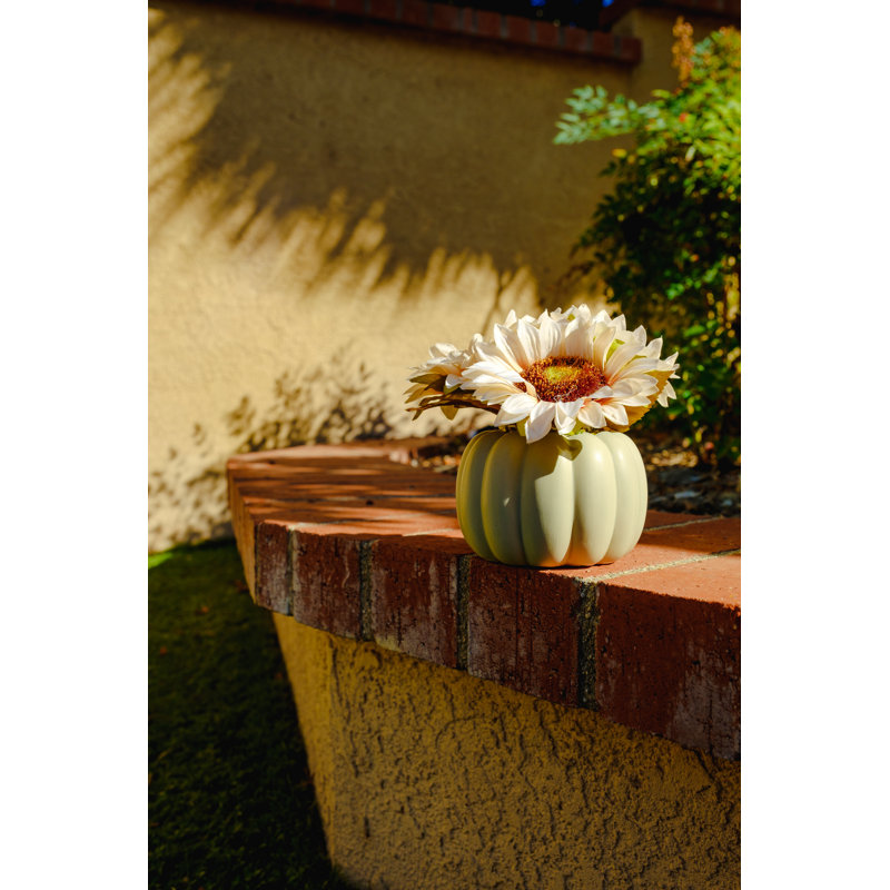 Arrangement floral tournesol en pot, Crème, Sauge