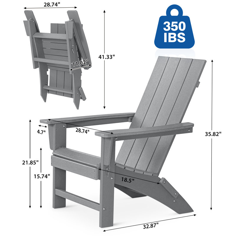 Chaise Adirondack pliante en PEHD Buvana, Gris