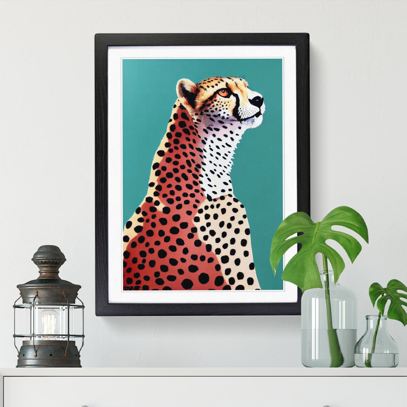 Cheetah Design - Picture Frame Print, 46cm H x 34cm W x 2cm D, Walnut Framed