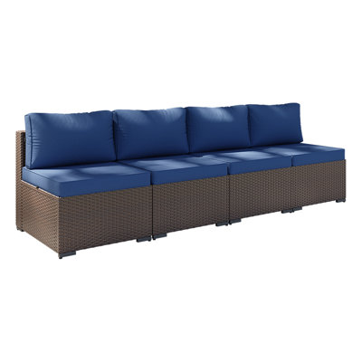 4 -Person Rattan Patio Safo With Cushions