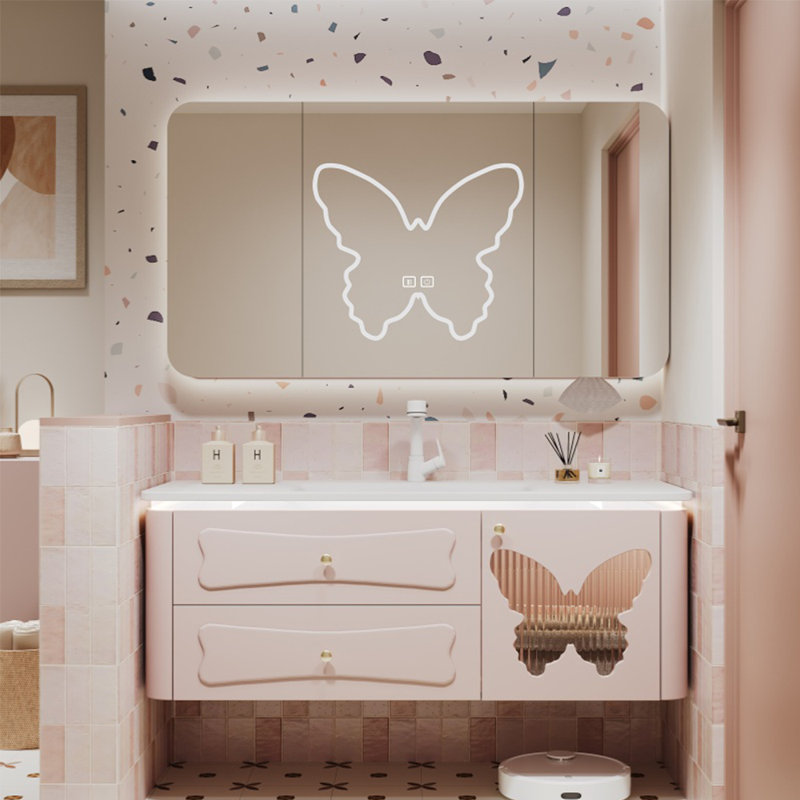Armoire de salle de bain moderne Modern, 47", Rose
