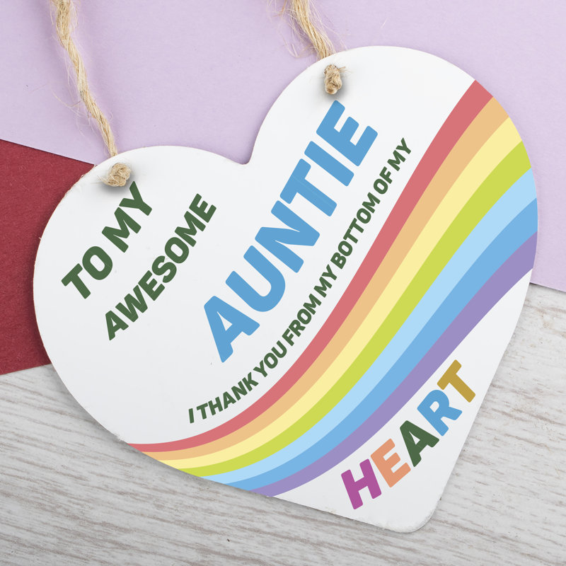 WOODEN HEART PLAQUE AWESOME AUNTIE 51F0D2A563D14BE4B9CADE353649F74C