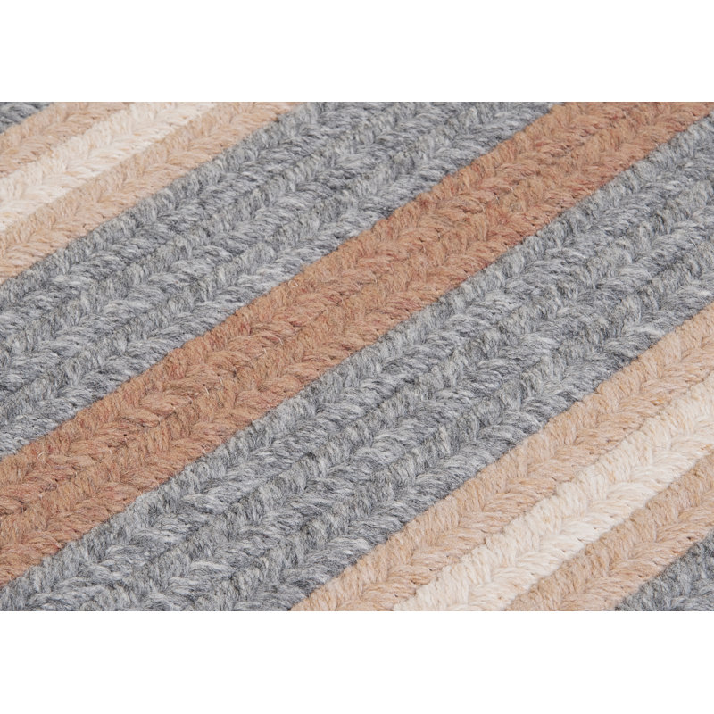 Salisbury Gray Stripe Braided Wool Blend 2' x 3' Rug