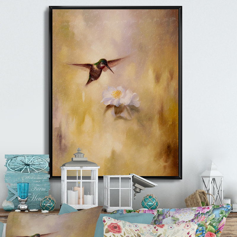 «A Flying Humming Bird at Dawn», reproduction d'art sur toile encadrée, H 20 po x l 12 po x P 1 po